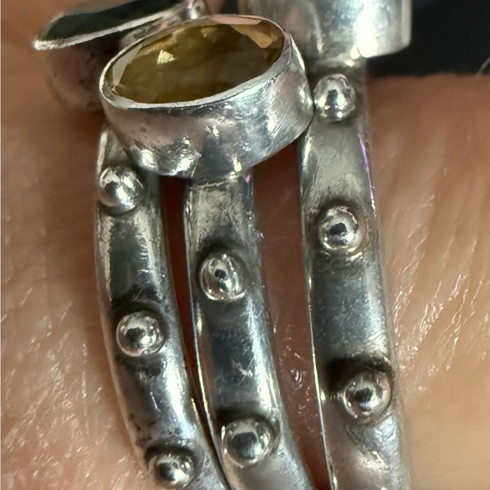 Stackable Silver Ring Set with Blue Topaz, Citrine, and Garnet - Picture 4 of 6